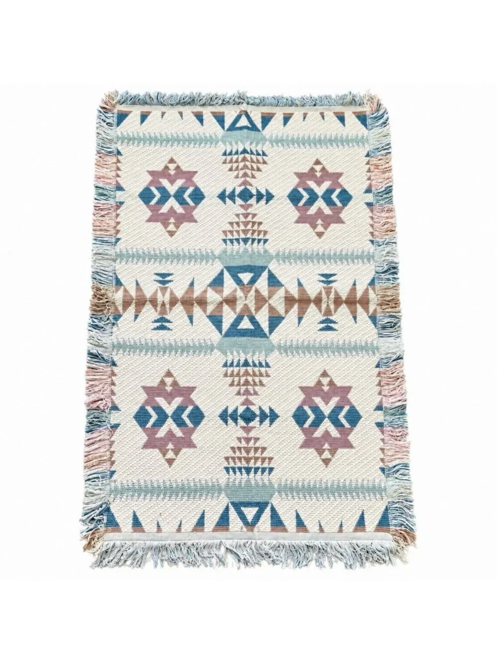 Lands’ End Hacienda 29x48 100% Cotton Tapestry Rug Southwestern Fringe NWT